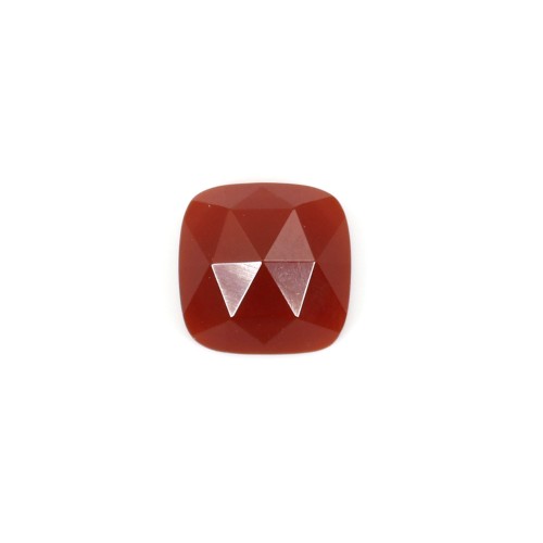Cabochon Agate rouge carré facetté 9mm x 1pc