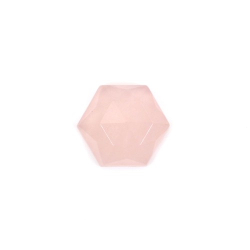 Cabochon Quartz rose hexagone facetté 10mm x 1pc
