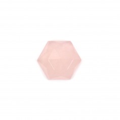 Cabochão hexagonal facetado de quartzo rosa 10 mm x 1 unidade