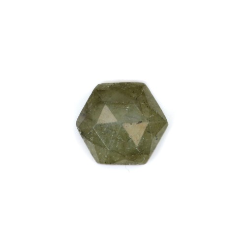 Cabochão hexagonal facetado de labradorite 10 mm x 1 unidade