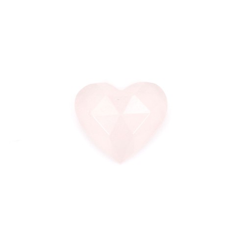 Cabochão de coração facetado de quartzo rosa 9x10mm x 1pc