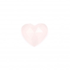 Cabochão de coração facetado de quartzo rosa 9x10mm x 1pc
