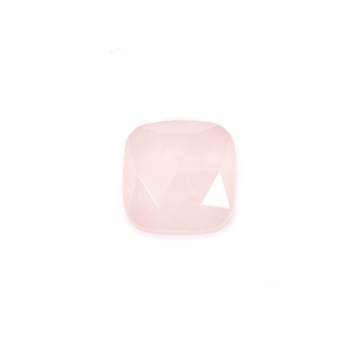 Cabochão quadrado facetado de quartzo rosa 9 mm x 1 unidade