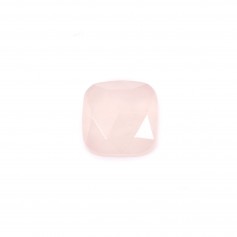 Square faceted rose quartz cabochon 9mm x 1pc