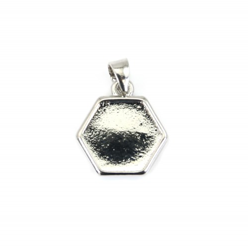 Pendant holder for 10mm hexagon cabochon - Silver x 1pc