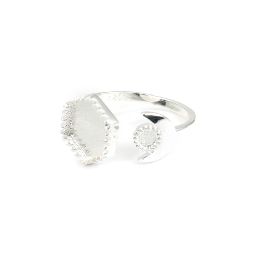Verstellbarer Ring für sechseckige & runde Cabochons - 925er Silber x 1Stk