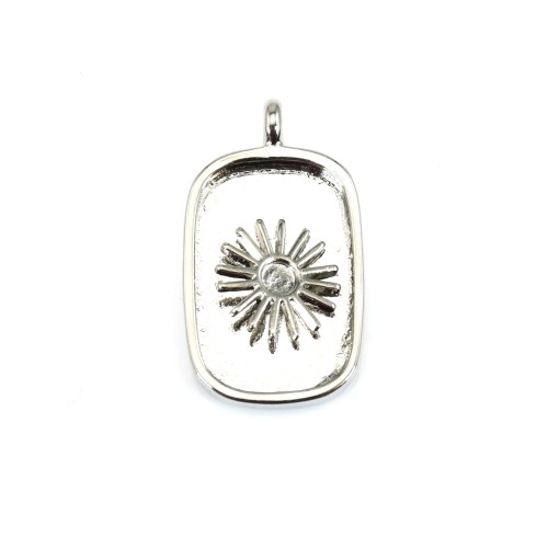 Pendant holder for rectangle & round cabochon - Silver x 1pc