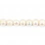 Perle de culture d'eau douce, blanche, ovale, 9-10mm x 37cm