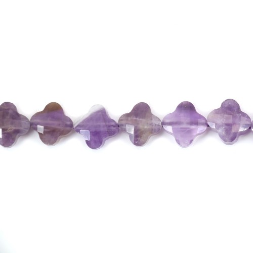 Amethyst faceted clover 10mm x 39cm
