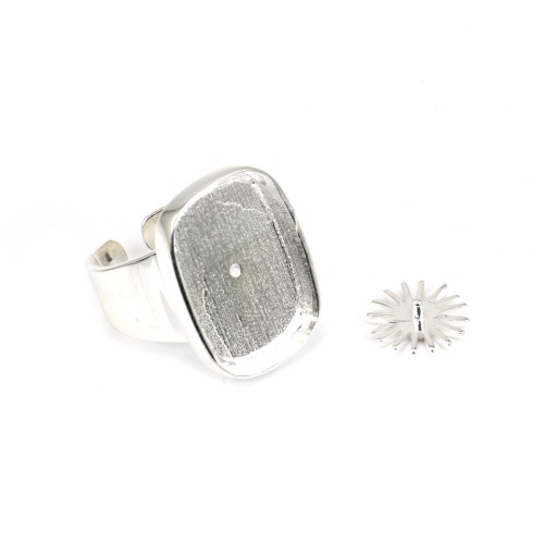 Rectangle & round cabochon ring - Silver 925 x 1pc