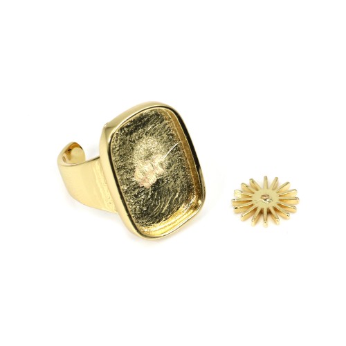 Ring for rectangle & round cabochon - Gold x 1pc