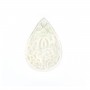 White mother-of-pearl in drop shape with openwork 22x32mm x 1pc