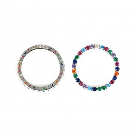 Charm circolare multicolore da 13,5 mm - Ossido di zirconio e argento 925 x 1 pz