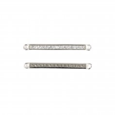 Zwischenlage Stab gepflastert 2x26mm - Zirkoniumoxid & 925er Silber rhodiniert x 1Stk