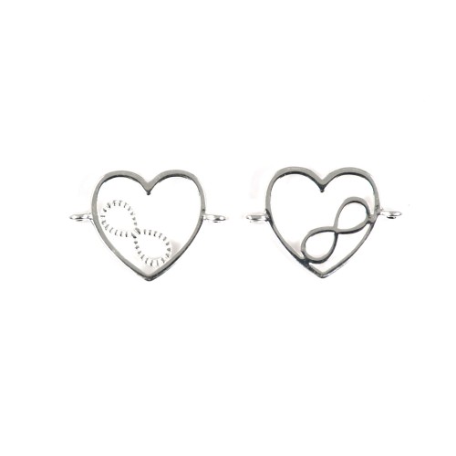 Separador coração & infinito - Prata 925 x 1pc