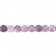 Lepidolite round flat faceted 4mm x 6pcs