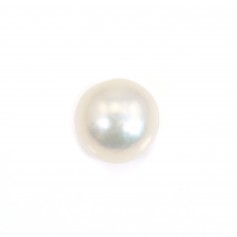 Freshwater cultured pearl, white, half-round, 11-12mm x 1pc