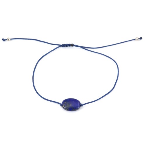 Lapis Lazuli oval bracelet 10x14mm - Adjustable cord x 1pc