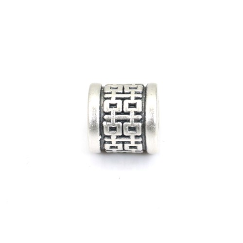 Pearl spacer happiness tube 8x8.5mm - Silver 999 niello x 1pc