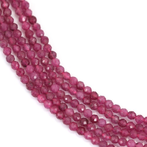 Heated round faceted ruby 2mm x 39cm