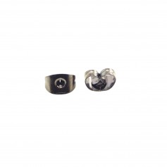 Earring Back pin antique silver earrings 6x4mm x 100pcs
