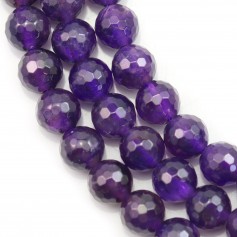 Amethyst, round faceted, 6mm x 39cm