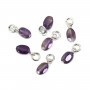 Oval Faceted Amethyst Charm 4x6mm - Silver 925 rhodium x 1pc