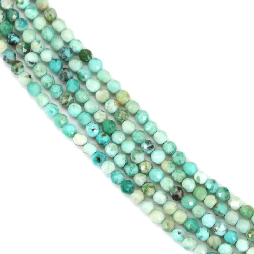 Round faceted Peruvian turquoise 2mm x 38cm