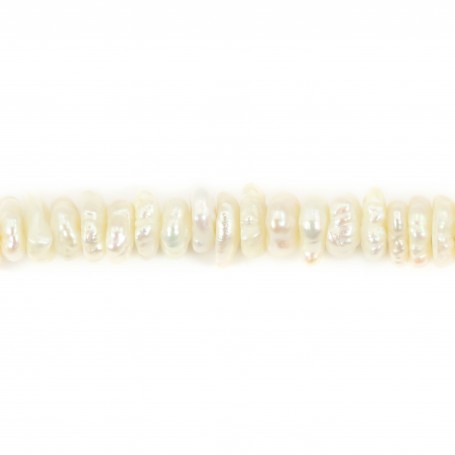 Perle de culture d'eau douce, blanche, rondelle keshi, 4-5mm x 41cm