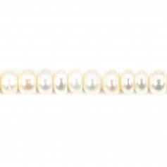 Freshwater cultured pearls, white, button rondelle, 5mm x 38cm