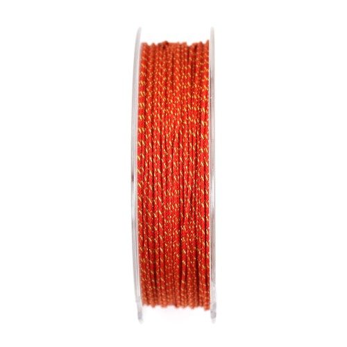Multicolored red-gold polyester thread 0.9mm x 30m