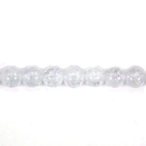Cristal de roche craquelé rond 8mm x 39cm