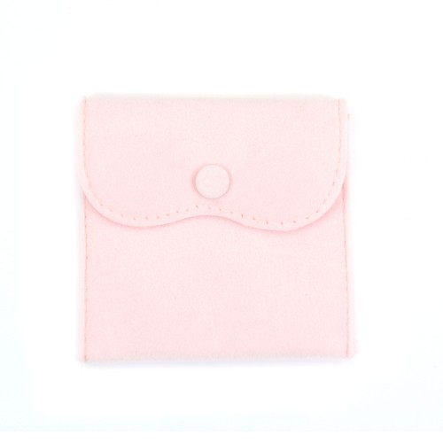 Bolsa de botones de terciopelo rosa 10x10cm x 1ud