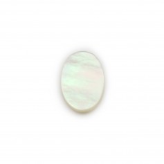 Flat oval white mother-of-pearl cabochon 10x14mm x 2pcs