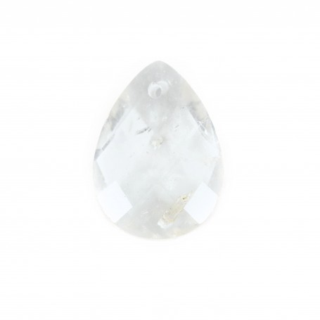 Rock crystal pendant faceted drop 13x18mm x 1pc