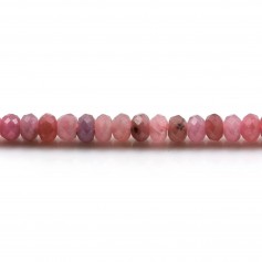 Red ruby,round faceted shape 3x4.5mm x 39cm