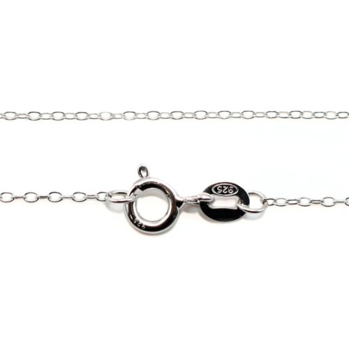 Cadena de plata 925 rodiada anillo ovalado x 45cm