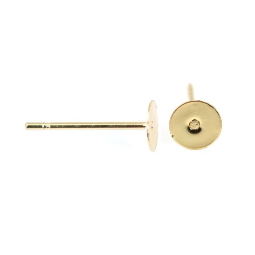 Clou d'oreille disque 5mm - Acier Inox 304 doré x 4pcs