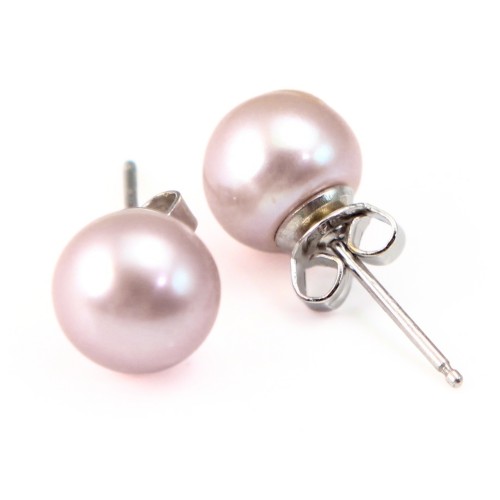 Bottone per orecchini di perle coltivate d'acqua dolce 8-9 mm x 2 pezzi