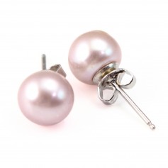 Freshwater cultured pearl earring button 8-9mm x 2pcs