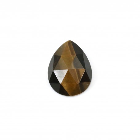 Tiger eye faceted drop cabochon 8x10mm x 1pc