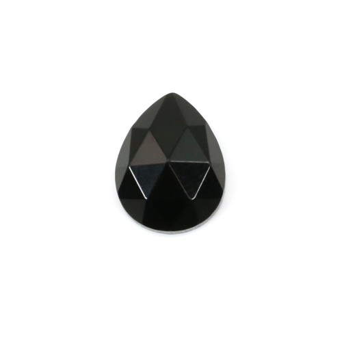 Cabochon Obsidienne goutte facetté 8x10mm x 1pc