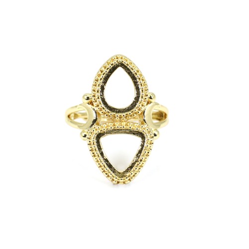 Adjustable ring for cabochon drop & triangle - Gold x 1pc