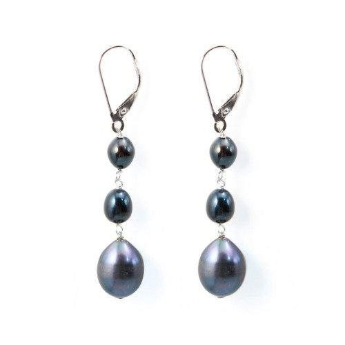 Earring :silver 925 freshwater pearl blue x 2pcs