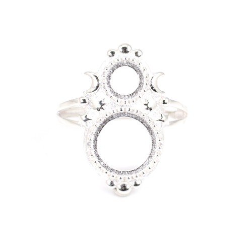 Verstellbarer Ring für runden Cabochon 6 & 10mm - 925er Silber x 1Stk