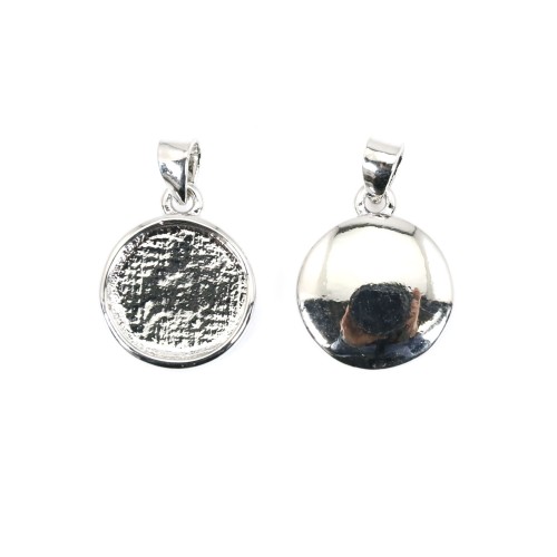 Round cabochon pendant 10mm - Silver plated x 1pc