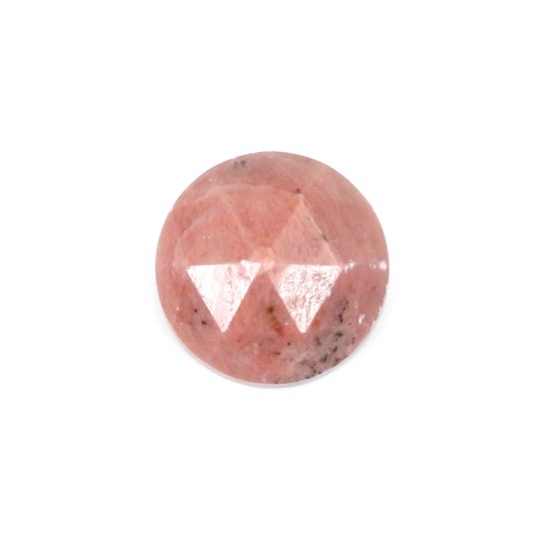 Round faceted Rhodonite cabochon 10mm x 1pc