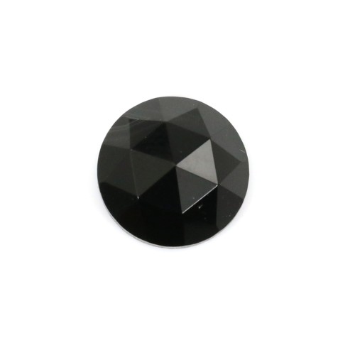 Round faceted Obsidian cabochon 10mm x 1pc
