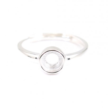 Adjustable ring for 6mm round cabochon - Silver 925 x 1pc