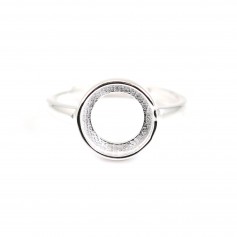 Adjustable ring for 10mm round cabochon - Silver 925 x 1pc